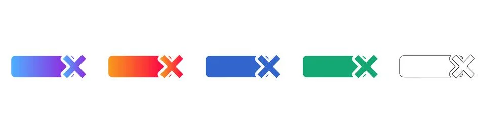 Vibrant Close or Cancel Mark Icon Set Stock Illustration