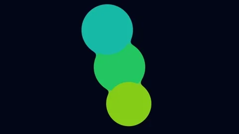 A vibrant cluster of overlapping green and teal circles on a black background Stock Footage 335145891