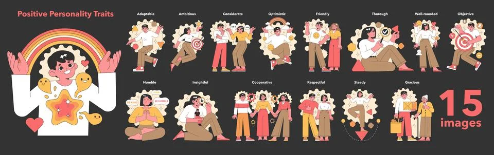 A vibrant collection of vector illustrations showcases a diverse group of people Stock Illustration