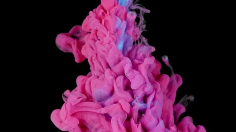 Vibrant Color Cloud: Red and Blue Paint Drops in Water Creating Abstract Mix on Video stock 243934530