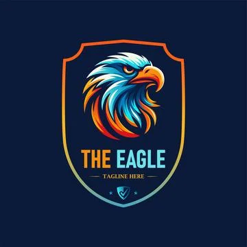 Vibrant color eagle shield logo design template Stock Illustration