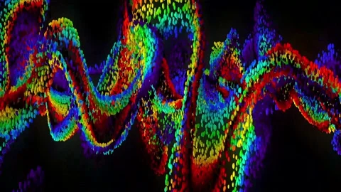 Vibrant Color Waving Particles Widescreen Abstract Background Stock Footage 201117704
