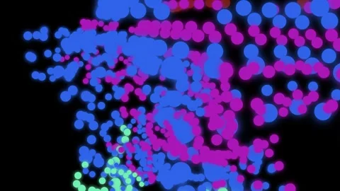 Vibrant Colored Dots Moving Against Black Background. Stock Footage 329485211