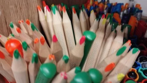 Vibrant Colored Pencils Close-up Stock Photos