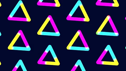 Vibrant colored triangle pattern on black background Stock Footage 311601518
