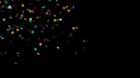 Vibrant colorful confetti falling on dark background festive 스톡 동영상 343556892
