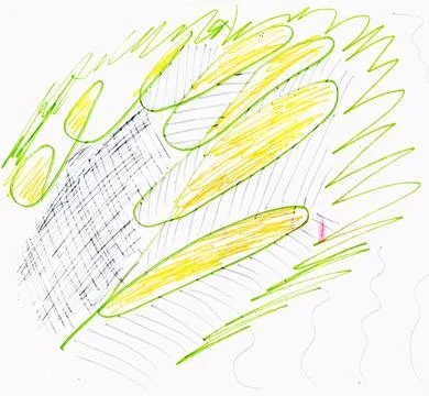 Vibrant Colorful Cursive Handwriting Scribbles on White Background for Creative Illustrazione stock