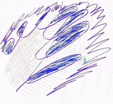 Vibrant Colorful Cursive Handwriting Scribbles on White Background for Creative Stock Illustration