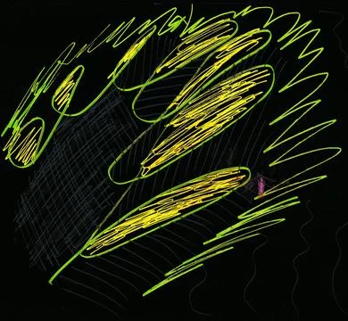 Vibrant Colorful Cursive Handwriting Scribbles on White Background for Creative Illustrazione stock