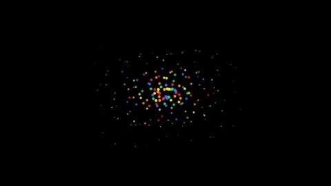 Vibrant colorful dots moving dynamically on a dark background creating an a.. 스톡 동영상 345547243
