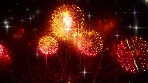 Vibrant colorful fireworks display exploding in the night sky Stock Footage 337463913