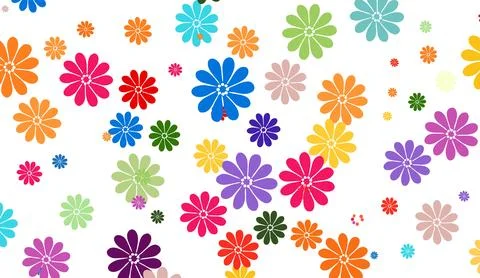 Vibrant colorful flowers pattern background with multicolored floral elements Stock Illustration