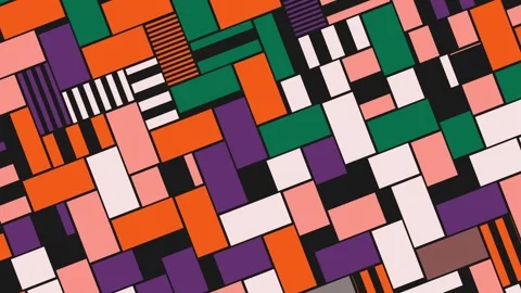 Vibrant colorful geometric block pattern featuring a variety of rectangles 스톡 동영상 288185314