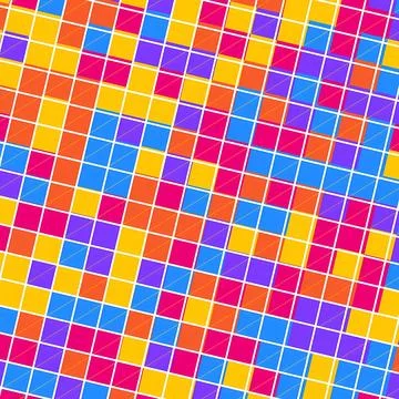 Vibrant Colorful Geometric Mosaic Pattern with Multicolored Squares and Stockillustratie