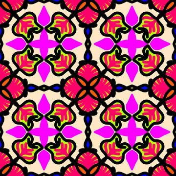 Vibrant Colorful Geometric Seamless Pattern Background 库存插图