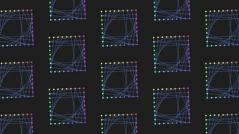 Vibrant colorful grid intricate pattern of lines and shapes Stock Footage 289203252