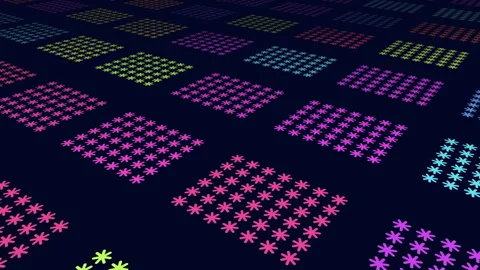 Vibrant colorful grid repeating pattern of squares in blue, purple, green, and Stock Footage 289208882
