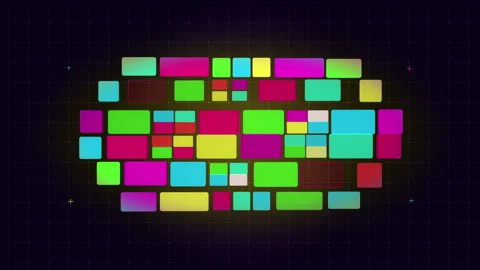 Vibrant colorful motion graphic loop grid pattern dynamic tech display Stock Footage 346553949