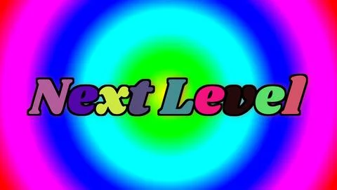 Vibrant colorful next level text against rainbow background Stock Illustration
