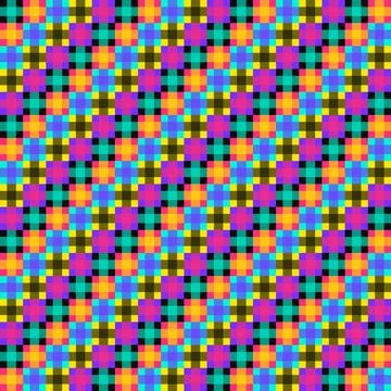 Vibrant Colorful Pixel Grid Pattern - Abstract Seamless Mosaic Plaid Checkered 스톡 일러스트
