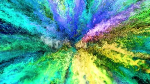 Vibrant colorful powder explodes in slow motion creating a mesmerizing abstract 스톡 동영상 335281036
