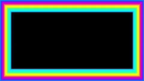 Vibrant colorful rectangular frame with shining effects on black background with 스톡 동영상 285361115