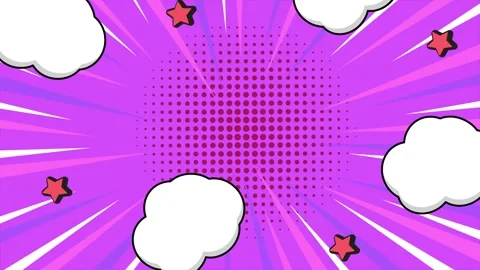 Vibrant comic background with dynamic elements and explosive features on pink Stock Footage 294271528