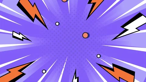 Vibrant comic book background with striking orange and white lightning bolts Stock Footage 294165588