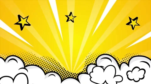 Vibrant comic book style background with stars and clouds seamless 4k video Stock Footage 293038007