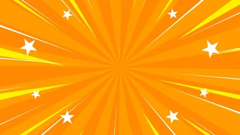 Vibrant Comic Book Style Orange Background With Sunburst And Stars. Stock Footage 341775342