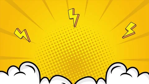 Vibrant comic style layout with explosive patterns with lightning  Stock Footage 293042073