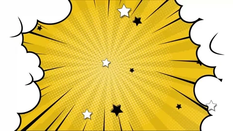 Vibrant comic style layout with explosive patterns on yellow background with Stock Footage 293261953