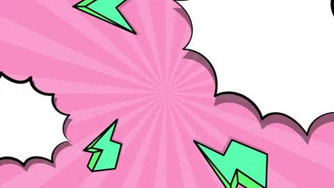 Vibrant comics with electrifying lightning bolts on pink background with space Stock Footage 294167802
