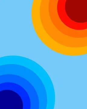 Vibrant concentric circles bloom across a soft blue sky Stock Illustration