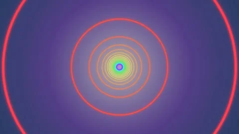 Vibrant concentric circles with colorful patterns and bright center Stock Footage 336995301