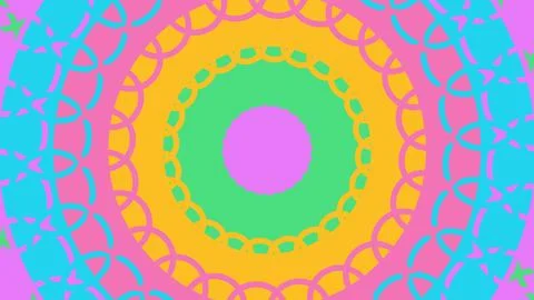 Vibrant concentric rings create a mandala like pattern with green center, pin Stock Illustration