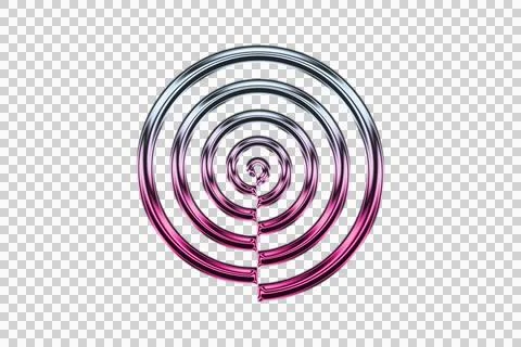 Vibrant concentric spiral pattern in magenta and white on black background Stock Illustration