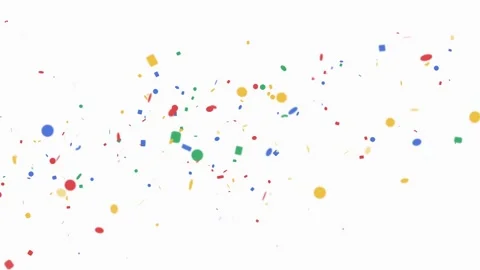 Vibrant confetti explosion with red gold green blue and sand-colored shapes casc Stock Footage 340700205