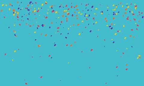Vibrant confetti falling on a teal background.  Perfect for celebratory des.. Stock Illustration