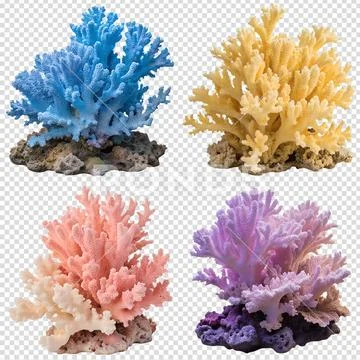 Vibrant coral reef collection isolated Modello PSD