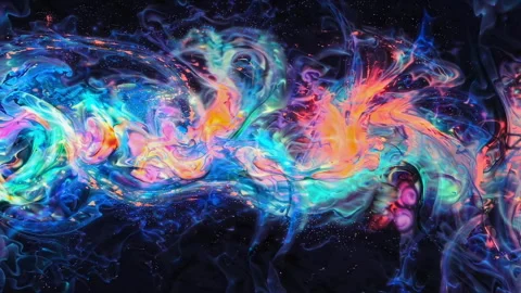Vibrant Cosmic Abstracts An Energetic Flow of Colors in the Vast Universe Around Stock Footage 305833229