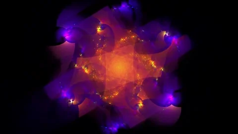 Vibrant Cosmic Bloom of Violet Petals and Molten Amber Light Stock Footage 346133493