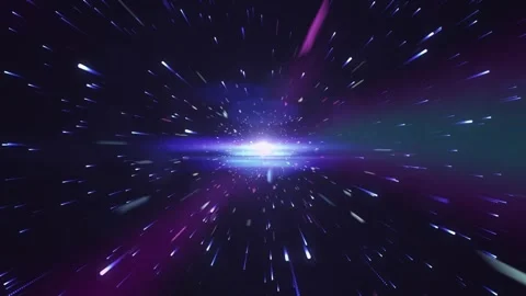 Vibrant cosmic explosion of purple and blue lights radiating from two bright cen 스톡 동영상 335281050