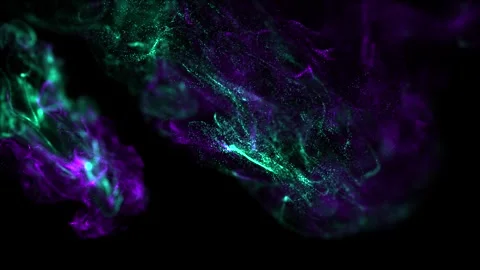 Vibrant Cosmic Nebula in Deep Space with Purple and Green Hues on Black Bac.. Stock Footage 341780427