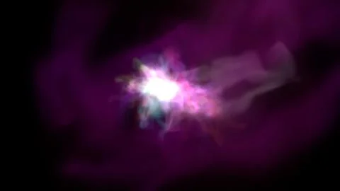 Vibrant cosmic nebula explodes with ethereal light and swirling energy, Stock Illustration