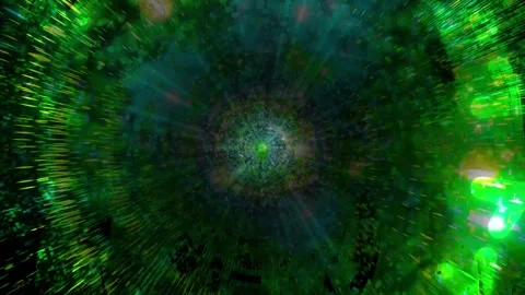 Vibrant Cosmic Vortex: Green Nebula Swirl with Energy Explosion Stock Footage 303142496