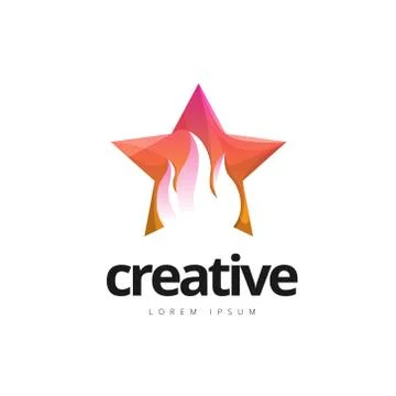 Vibrant Creative Star Fire Logo Design Stock Illustration