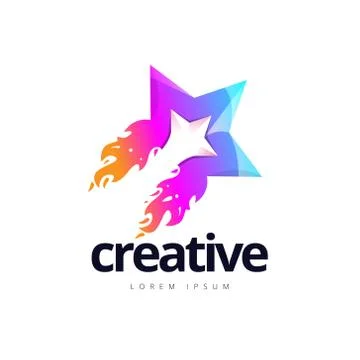 Vibrant Creative Star Fire Logo Design Stock Illustration