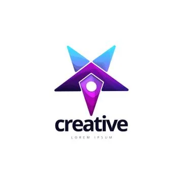 Vibrant Creative Star Point Logo Design Stock Illustration