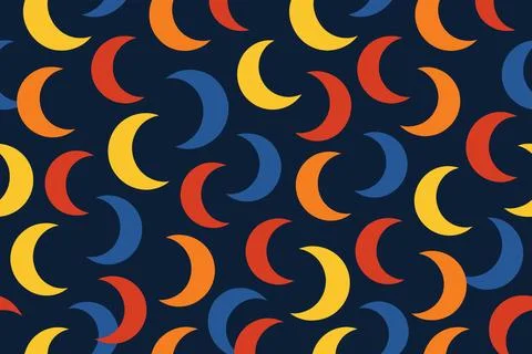 Vibrant crescent moon pattern on dark blue background 스톡 일러스트